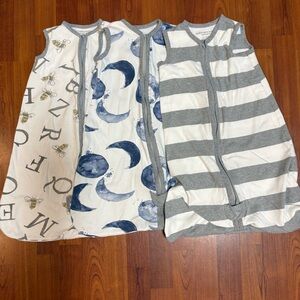 Burt's Bees Baby Sleep Sacks - Gray Stripe, Navy Moon & Bee Print 0-6 months
